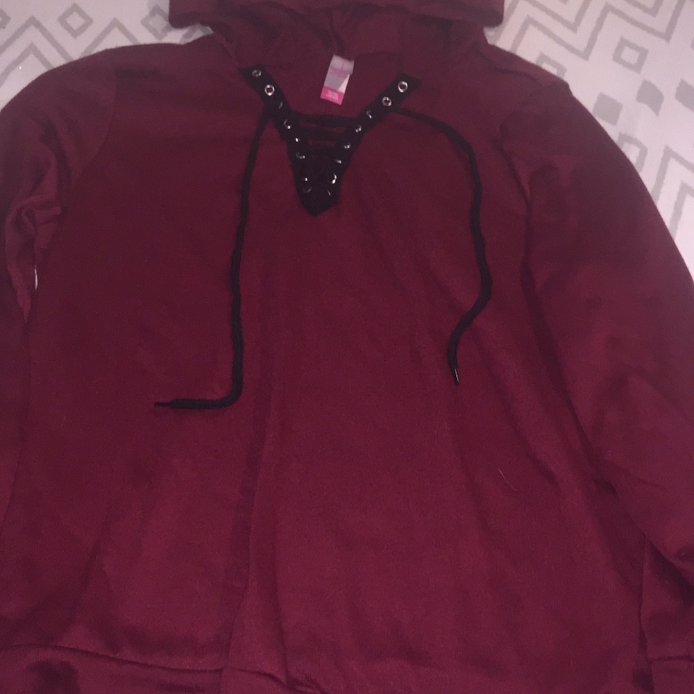 Maroon Laceup Hoodie